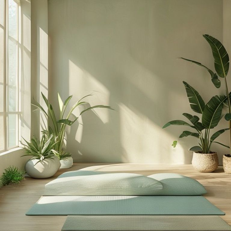 Dedicated wellness area in modern office with yoga mat and equipment